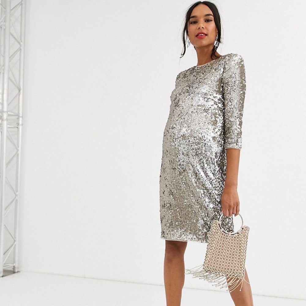 TFNC Maternity Patterned Sequin Dress
